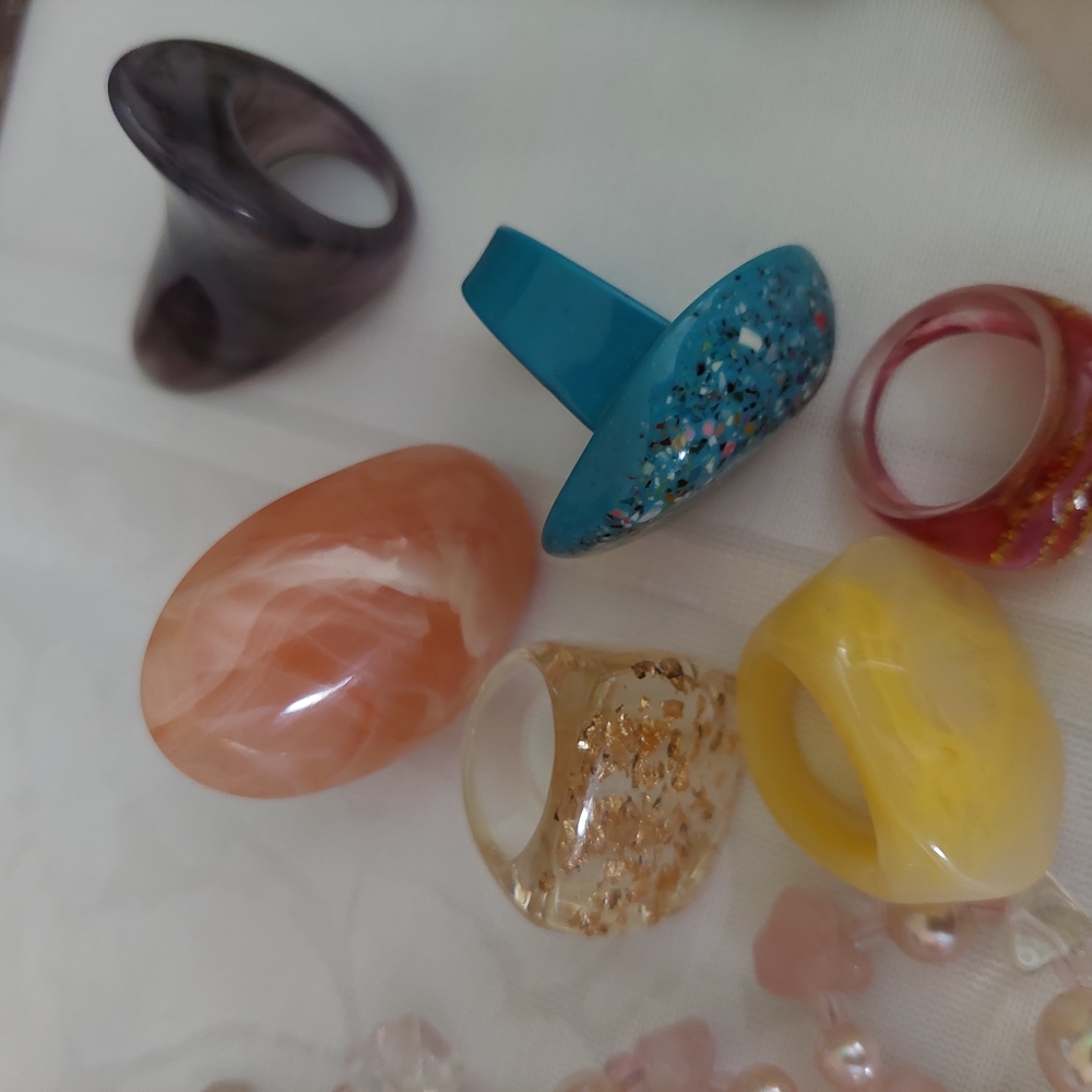 Colorful Resin Ring Set